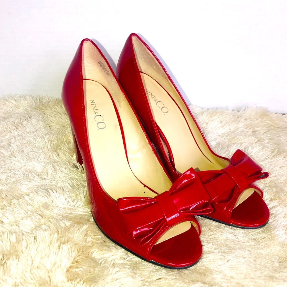 Red Big Bow Nine & Co Heels